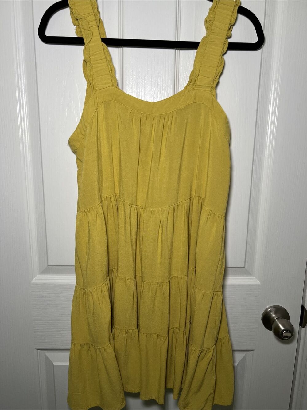 Shinestar Tiered Sundress Size Large Sleeveless Yellow Flowy Wide Straps